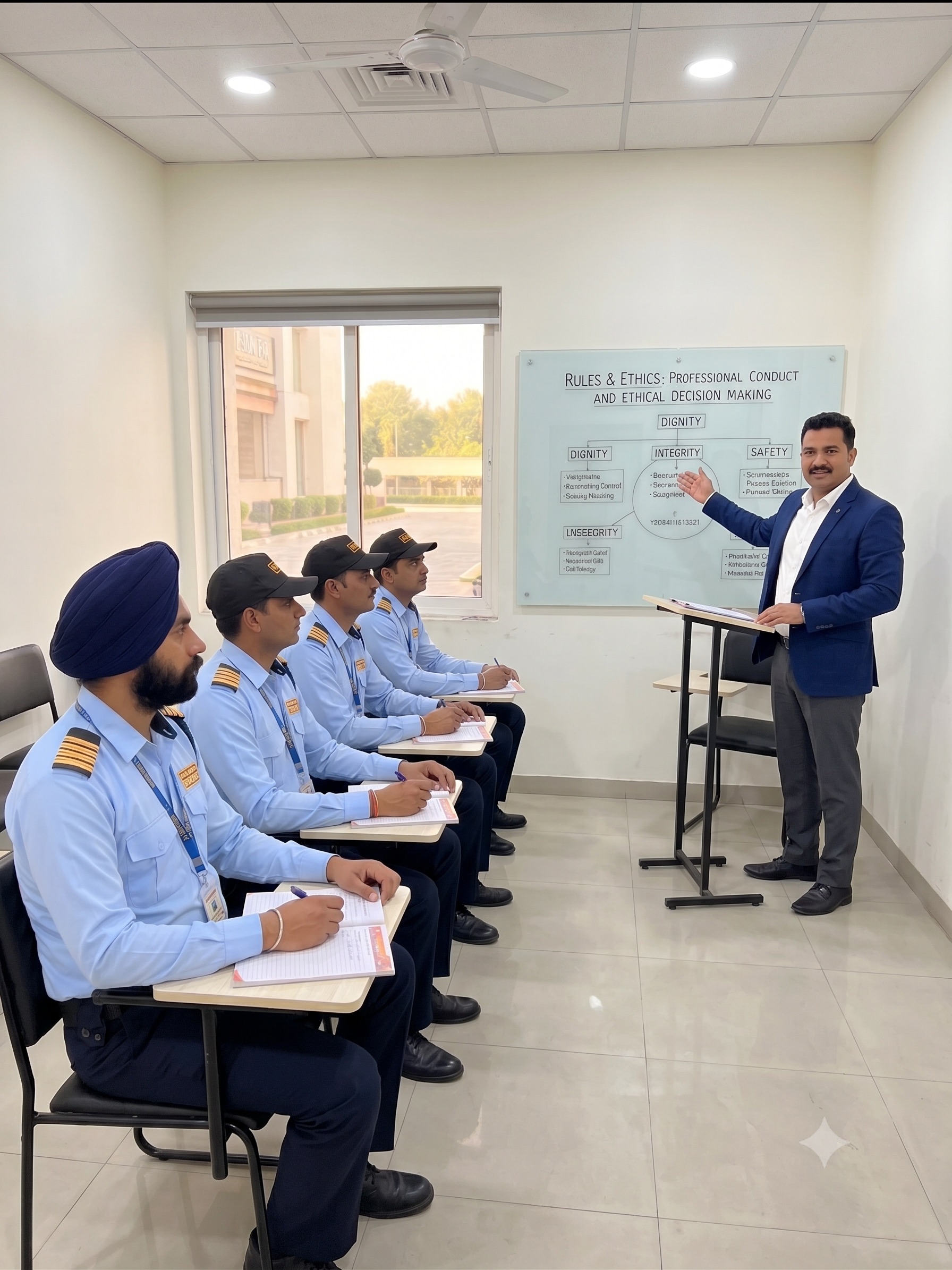 Security personnel in a classroom training session