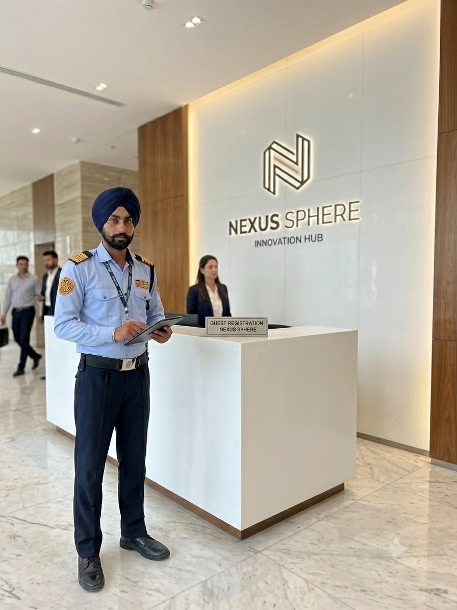 Uniformed security personnel protecting a corporate facility